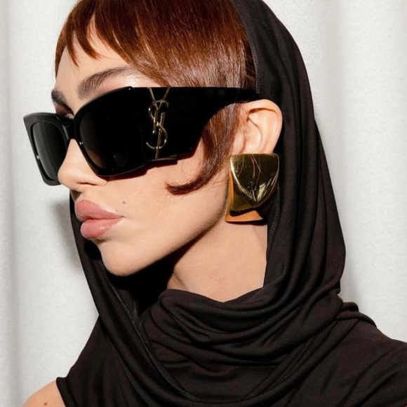 NWT SAINT LAURENT SL M119 BLAZE - 001 OVERSIZED LOGO SUNGLASSES - Picture 7 of 16